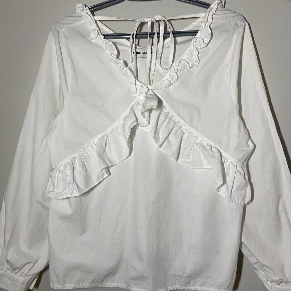 Pixie Market Ruffle Lace White Blouse - Picture 3 of 8
